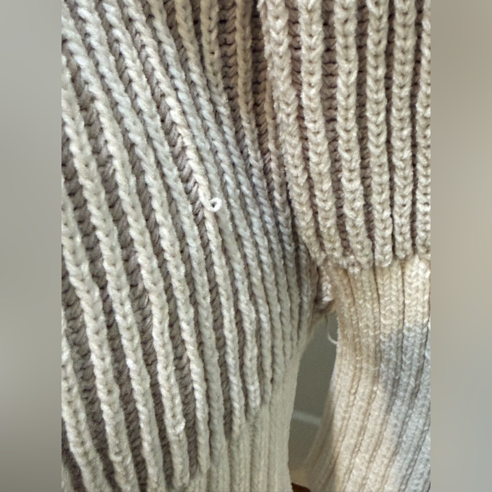 Altar’d State. Alison Matte Chenille Pullover. Taupe/Cream. Size Medium. - Picture 8 of 9